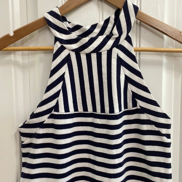 💙BEC & BRIDGE navy stripe halter style mini  dress.  6 - Picture 3 of 5
